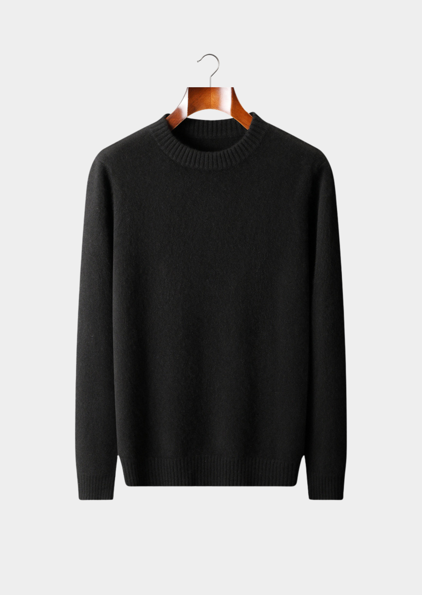 Pure Cashmere Black Essential Crewneck | Castielli