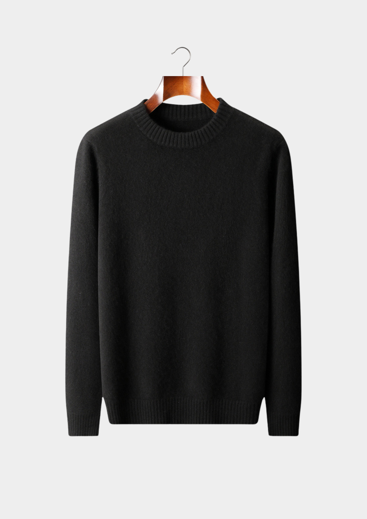 Pure Cashmere Black Essential Crewneck | Castielli
