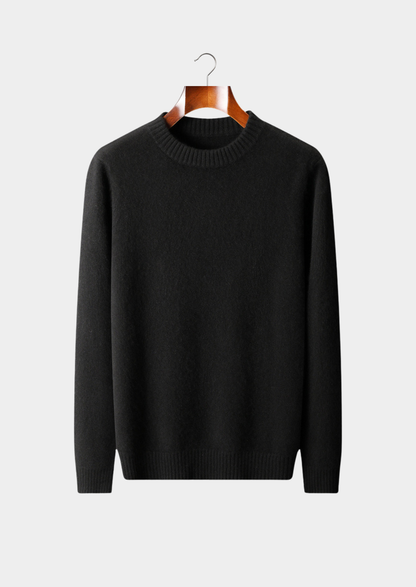 Pure Cashmere Black Essential Crewneck | Castielli