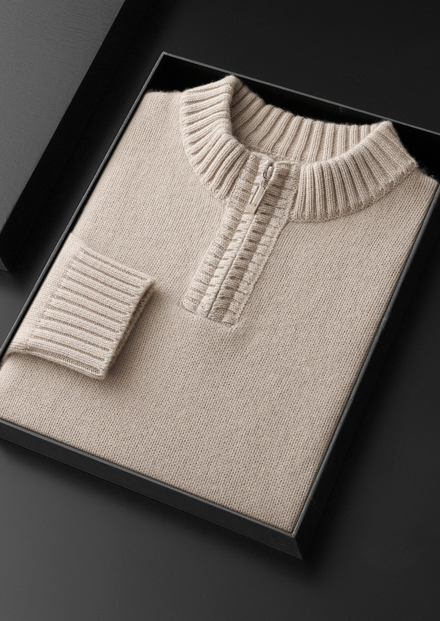 Pure Cashmere Off White Half Zip Sweater | Castielli