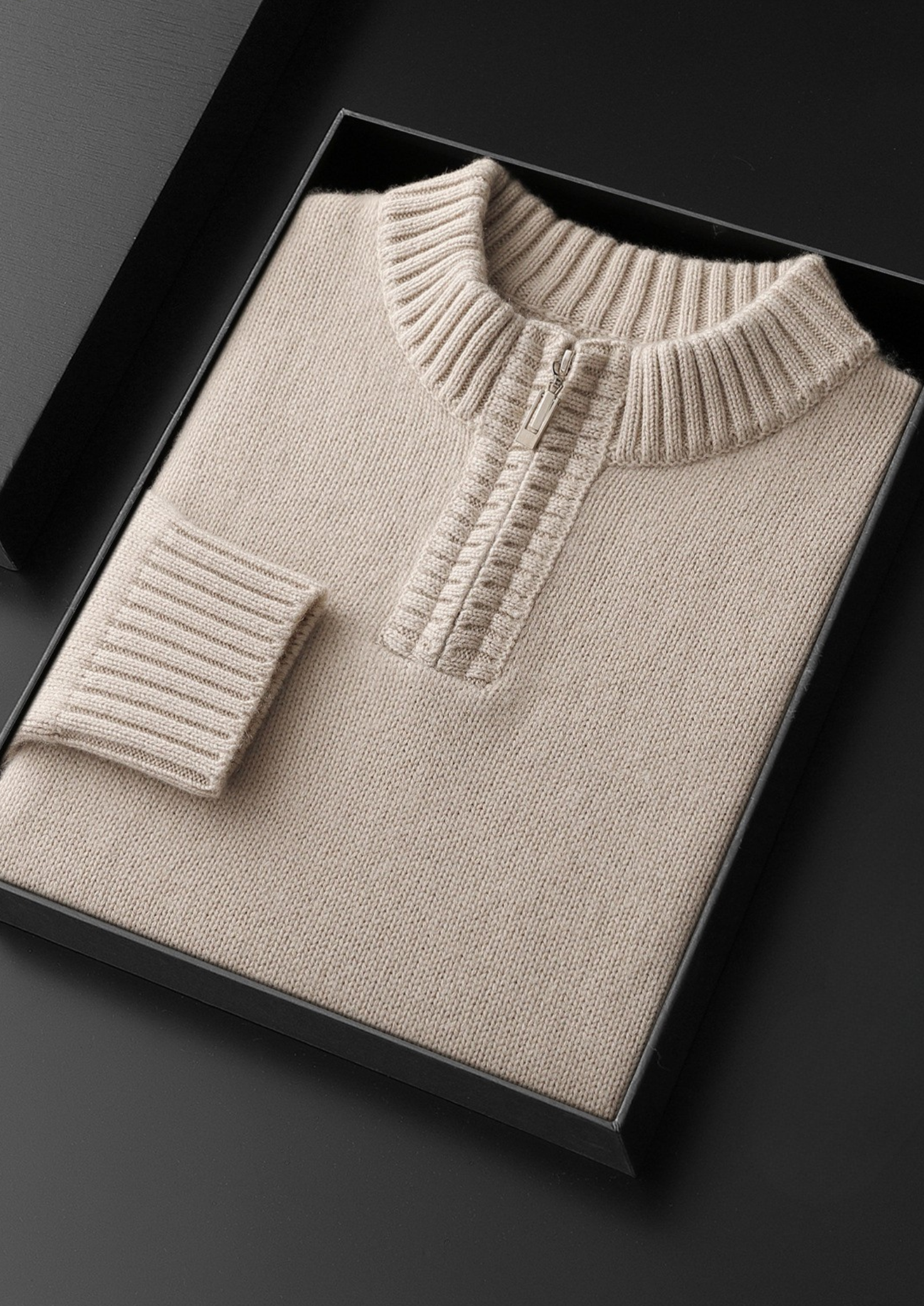 Pure Cashmere Off White Half Zip Sweater | Castielli