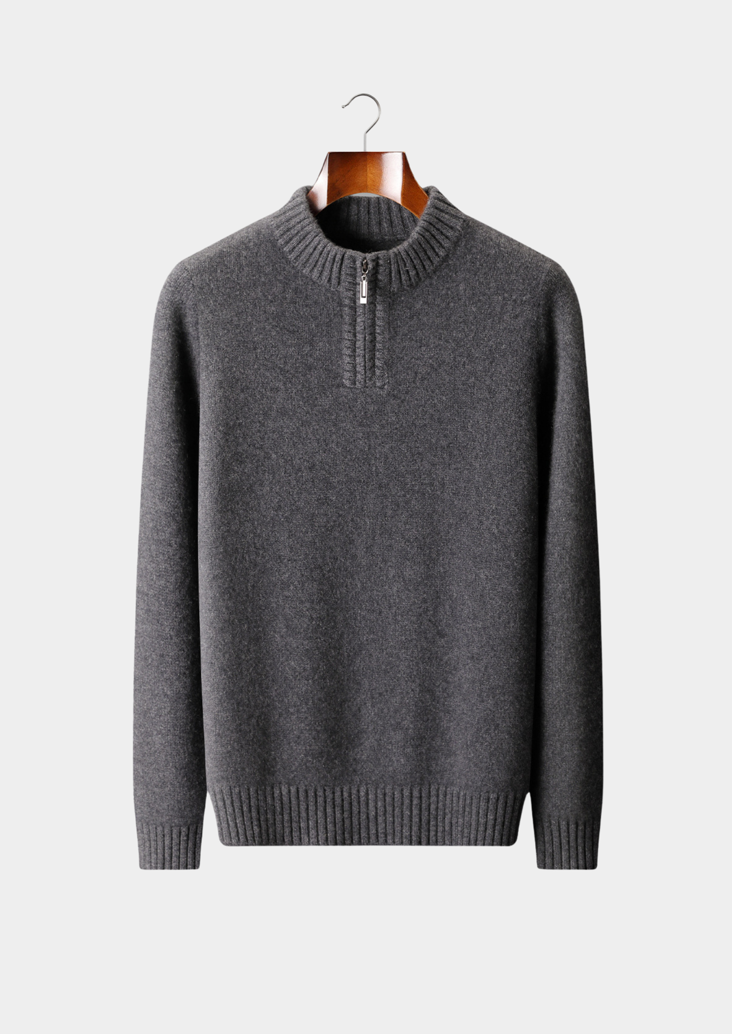 Pure Cashmere Dark Gray Half Zip Sweater | Castielli