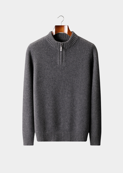 Pure Cashmere Dark Gray Half Zip Sweater | Castielli