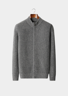 Pure Cashmere Gray Ribbed Zip Cardigan
