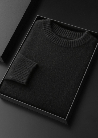Pure Cashmere Black Essential Crewneck | Castielli