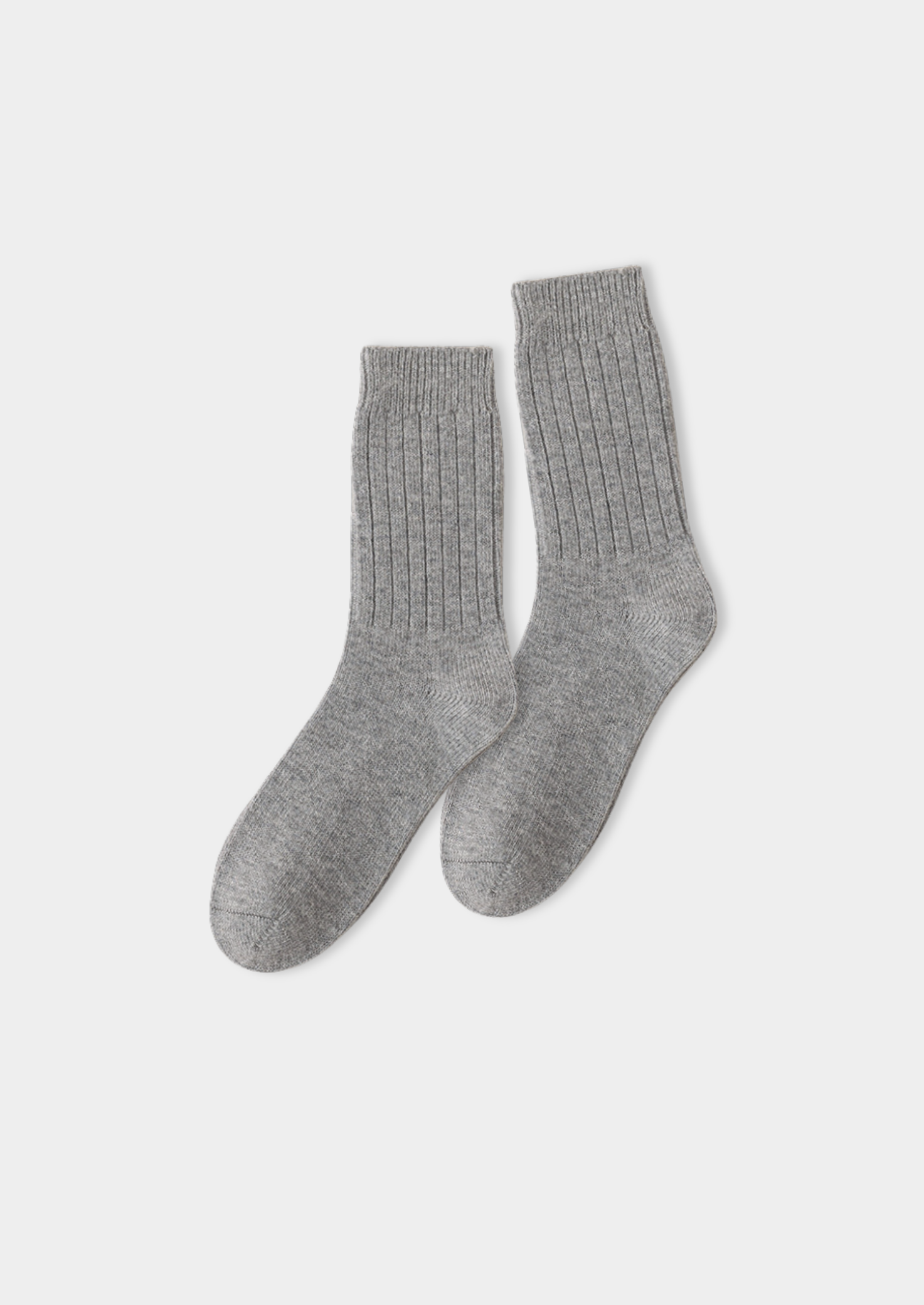 Light Gray Ultra-Soft Ribbed Merino Wool Socks | Castielli