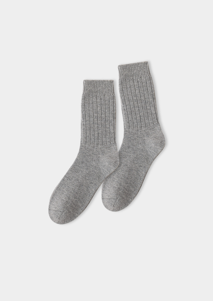 Light Gray Ultra-Soft Ribbed Merino Wool Socks | Castielli