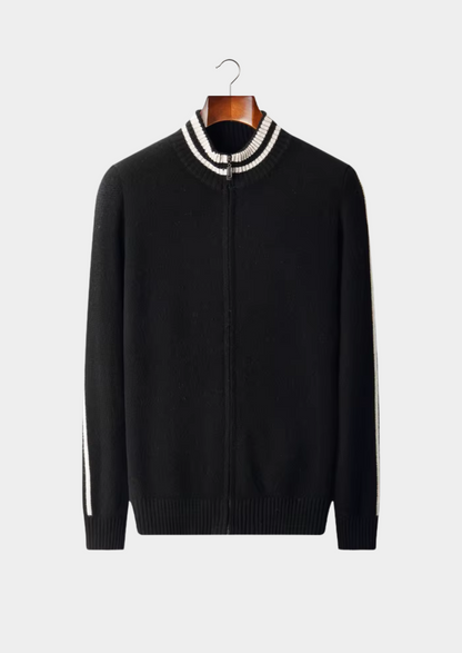 Pure Extra-Fine Merino Wool Two Tone Zip Cardigan | Castielli