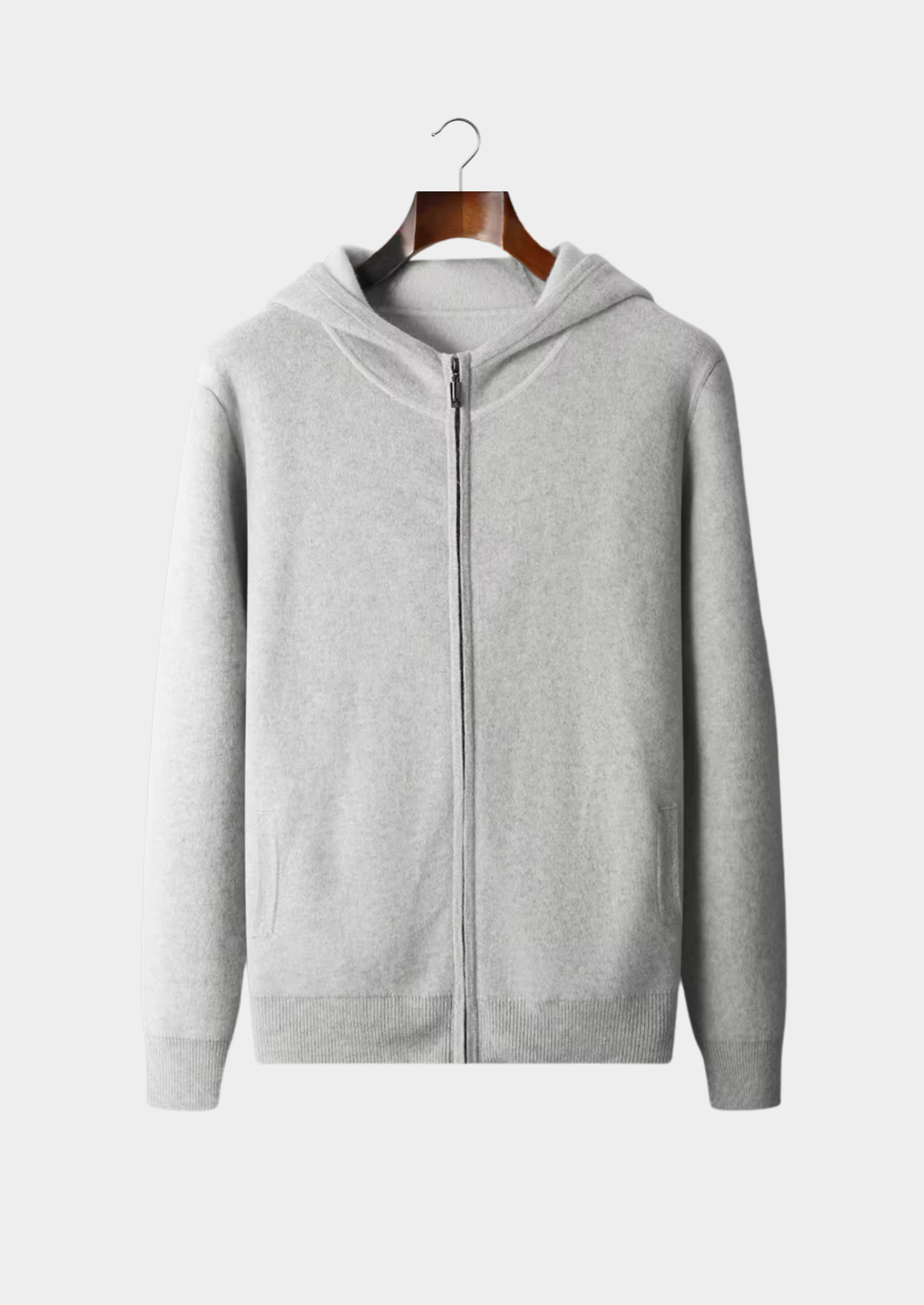 Premium Cashmere Two Tone Zipper Hoodie | Castielli
