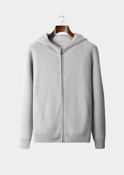 Premium Cashmere Two Tone Zipper Hoodie | Castielli