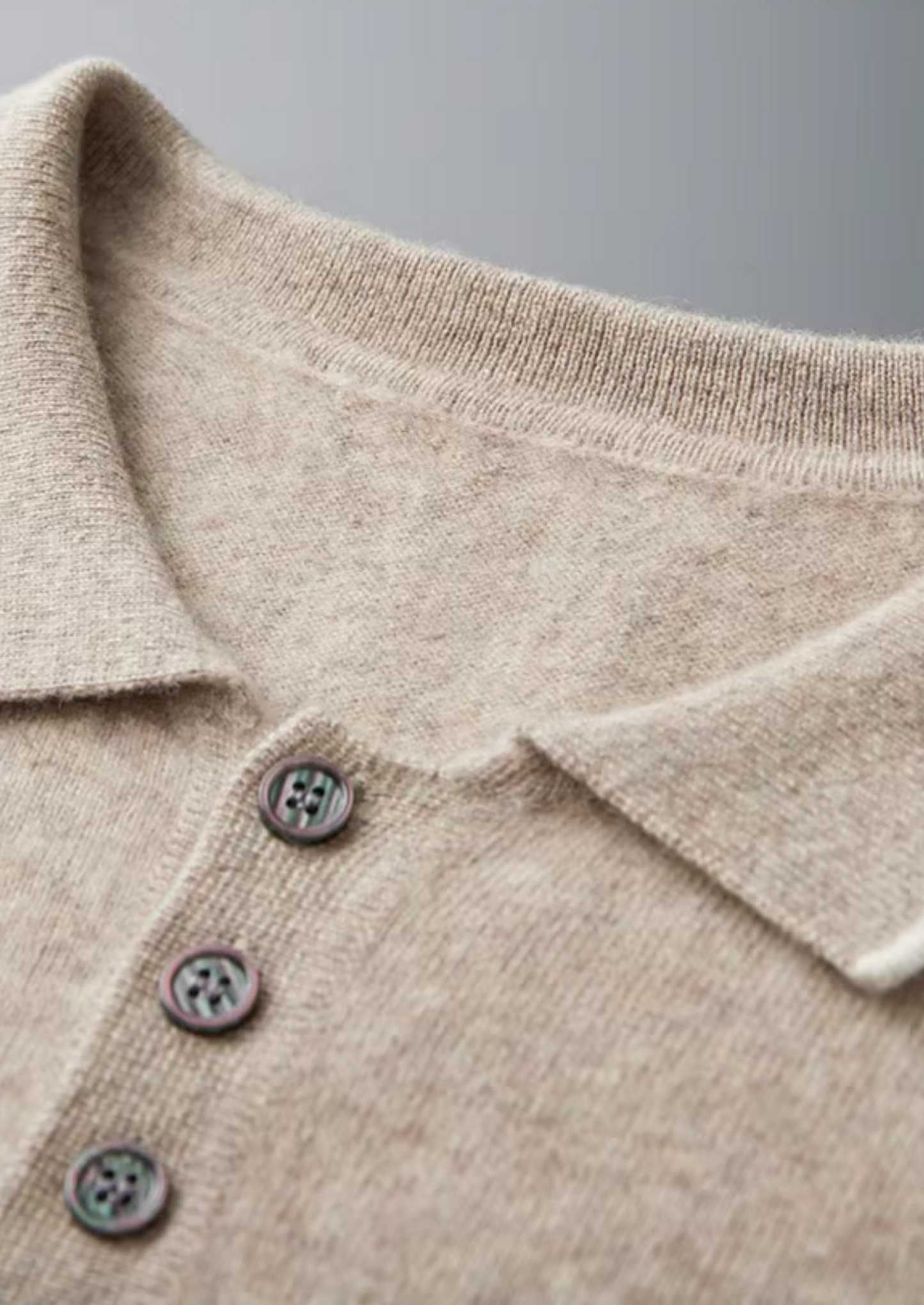 Premium Cashmere Two Tone Button Polo | Castielli