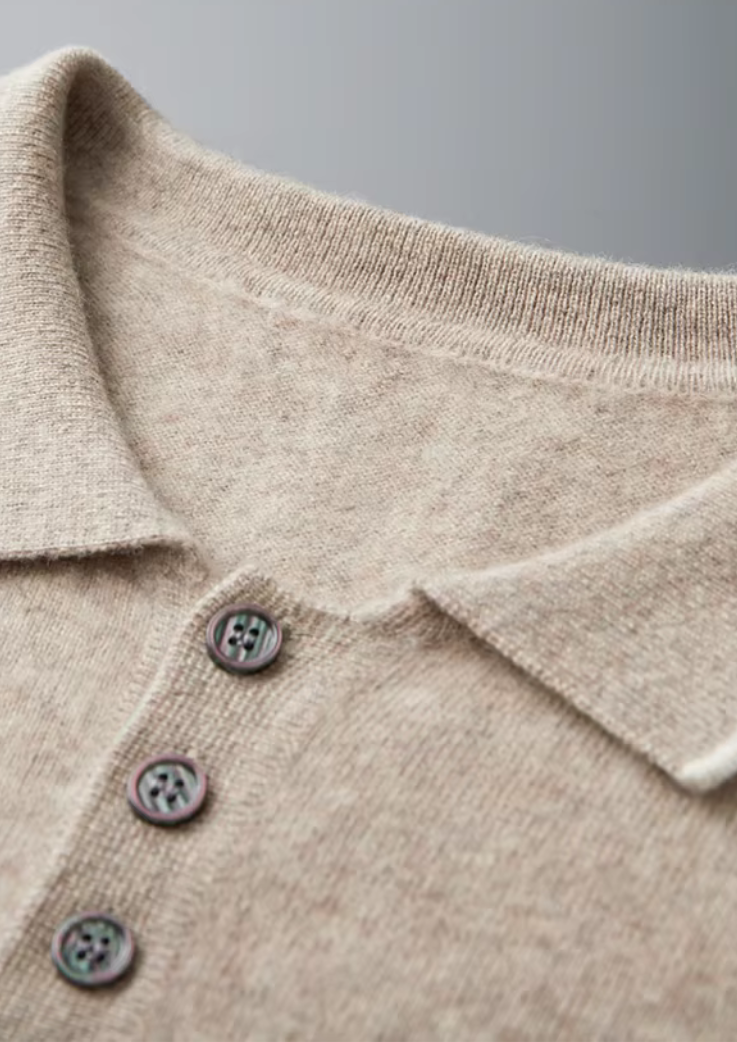 Premium Cashmere Two Tone Button Polo | Castielli