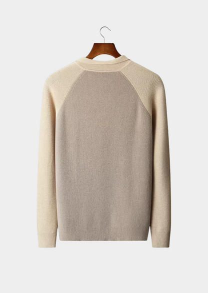 Pure Extra-Fine Merino Wool Two Tone Zipper Sweater Polo | Castielli