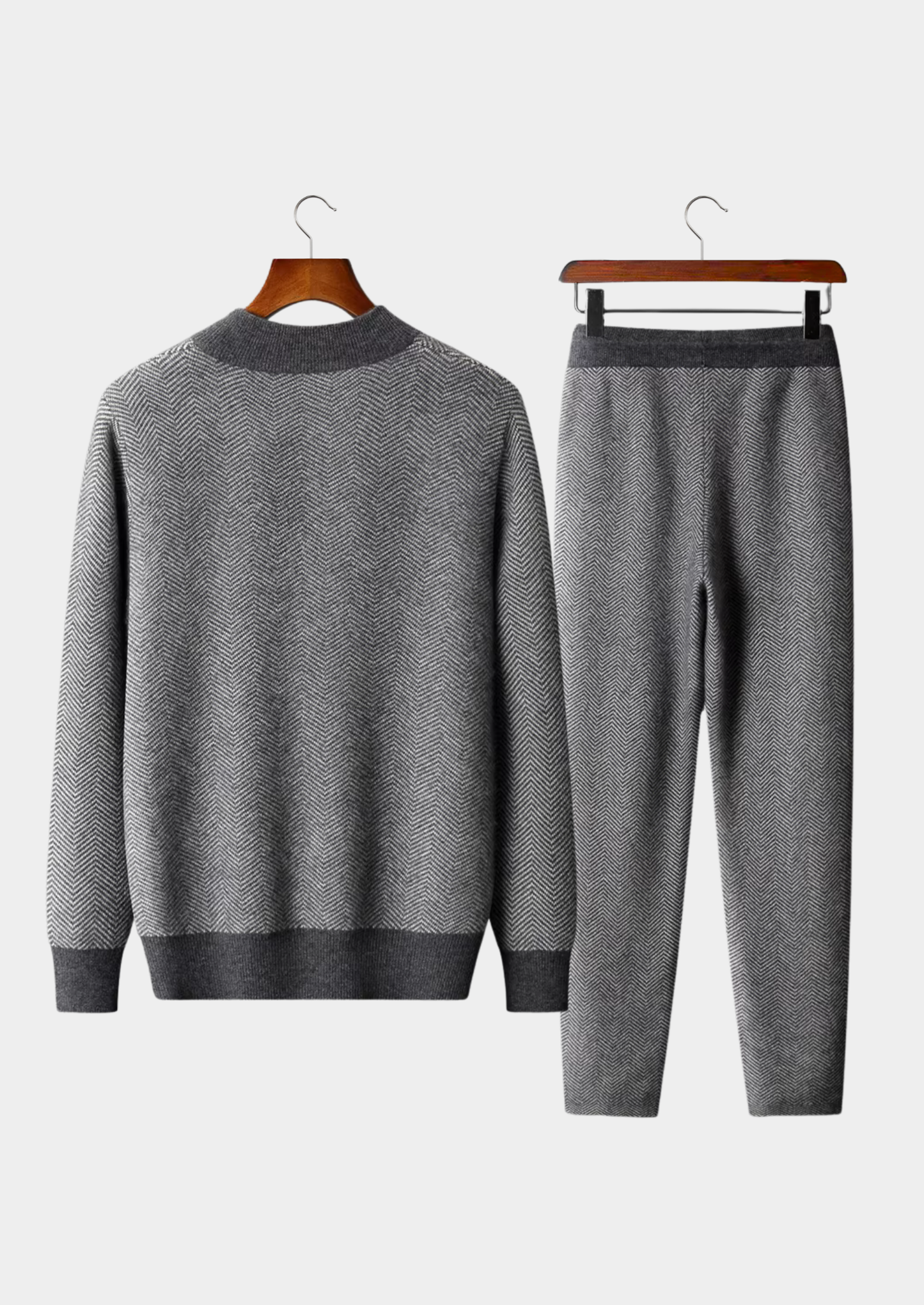 Pure Extra-Fine Merino Wool Gray Herringbone Set | Castielli