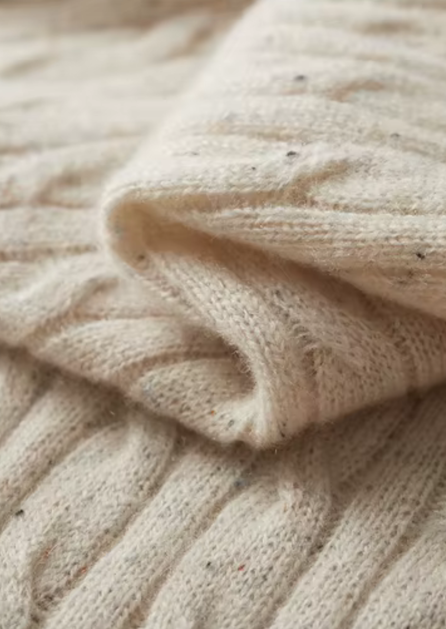 Pure Extra-Fine Merino Wool Nepped Cable Crewneck | Castielli