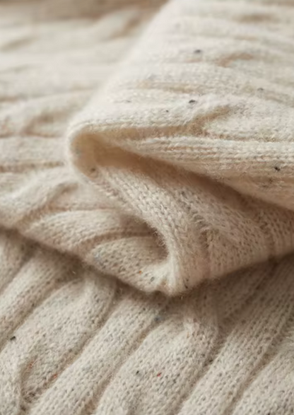 Pure Extra-Fine Merino Wool Nepped Cable Crewneck | Castielli