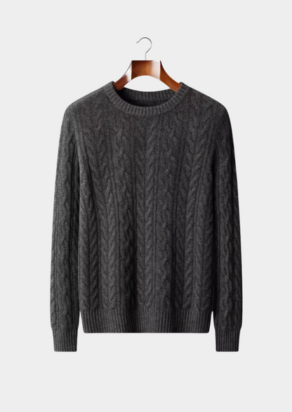 Pure Extra-Fine Merino Wool Cable Knit Crewneck | Castielli