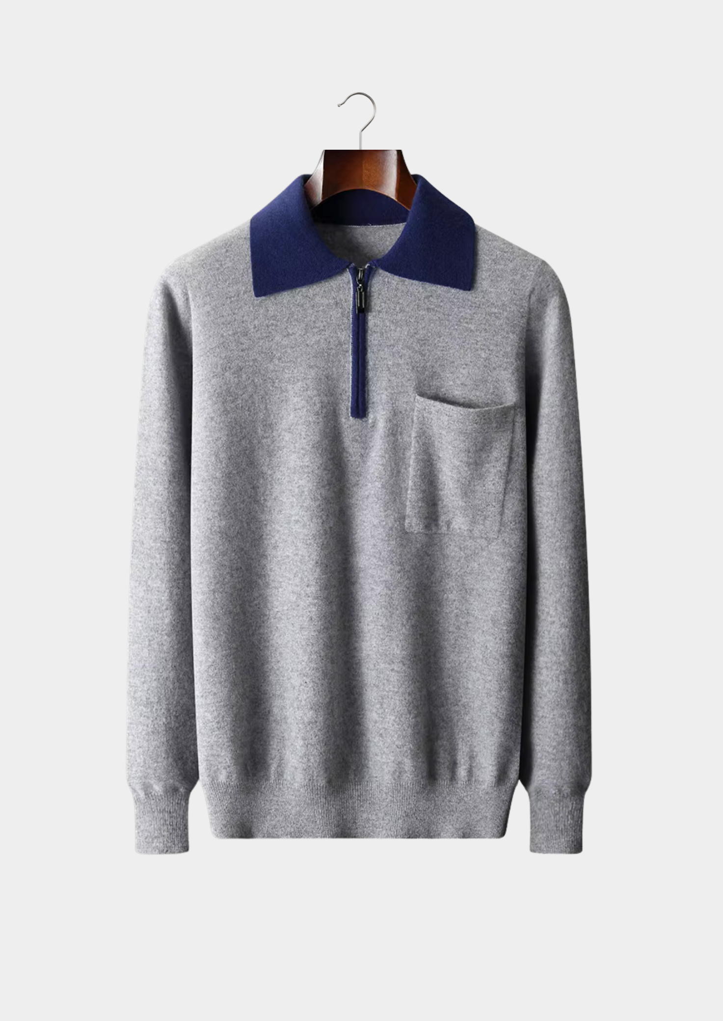 Premium Cashmere Two Tone Zipper Polo | Castielli