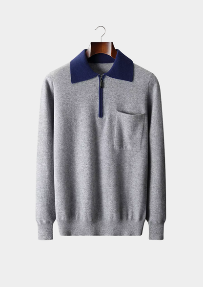 Premium Cashmere Two Tone Zipper Polo | Castielli