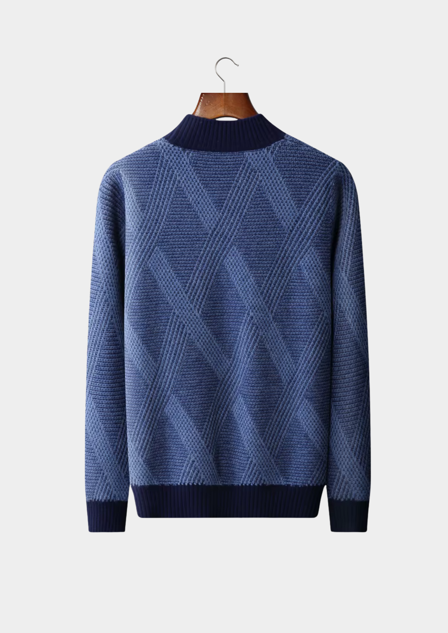 Pure Extra-Fine Merino Wool Two Tone Patterned Mockneck | Castielli