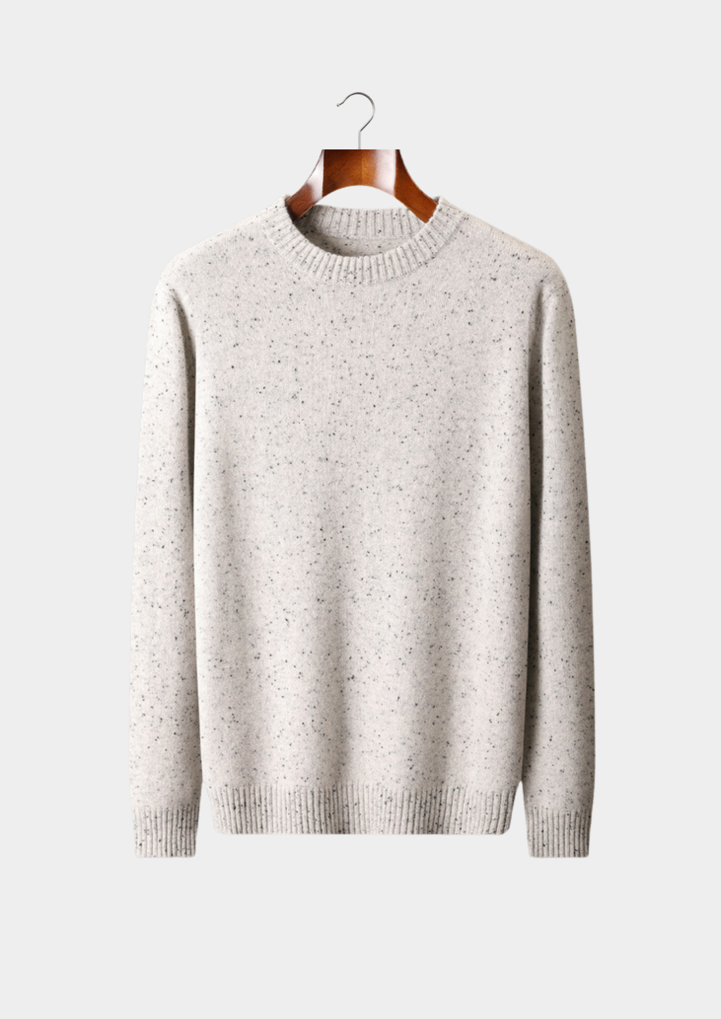 Pure Cashmere White Nepped Essential Crewneck | Castielli