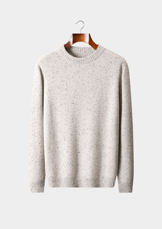Pure Cashmere White Nepped Essential Crewneck | Castielli