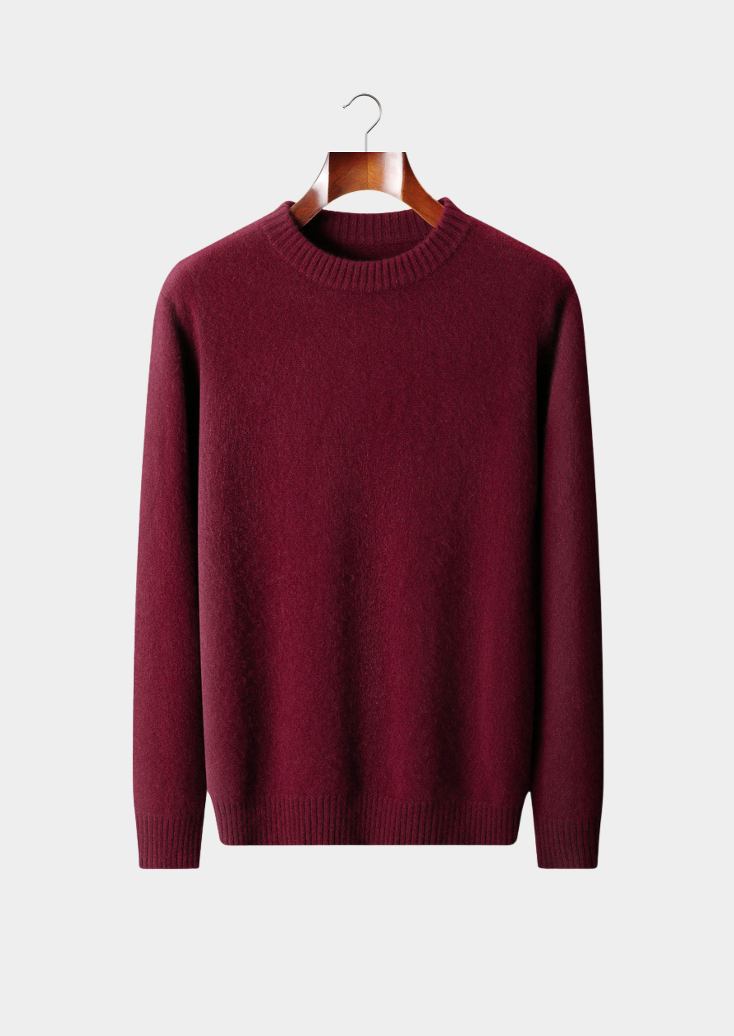 Pure Cashmere Burgundy Essential Crewneck | Castielli