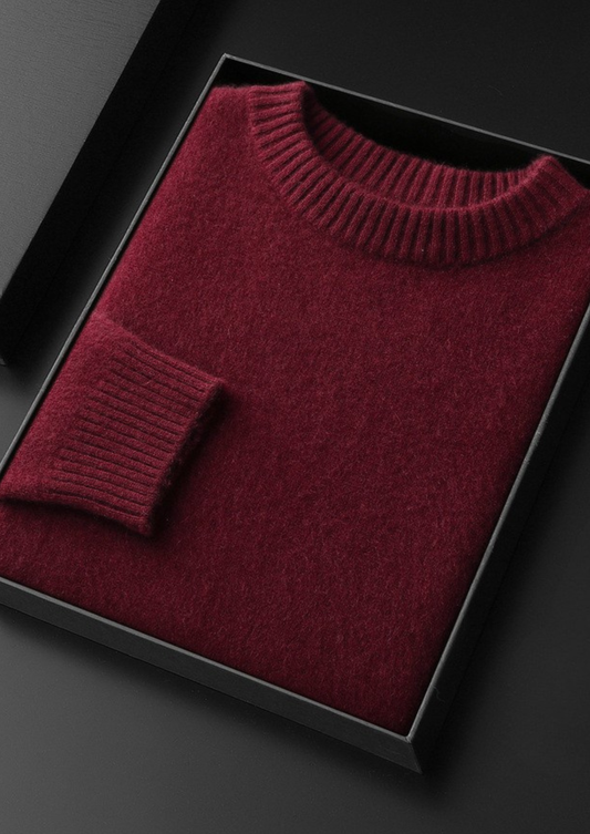 Pure Cashmere Burgundy Essential Crewneck | Castielli