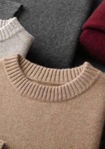 Pure Cashmere Burgundy Essential Crewneck | Castielli