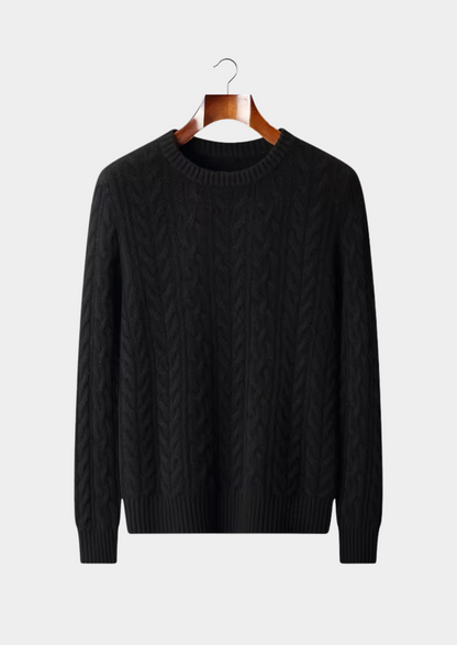 Pure Extra-Fine Merino Wool Cable Knit Crewneck | Castielli