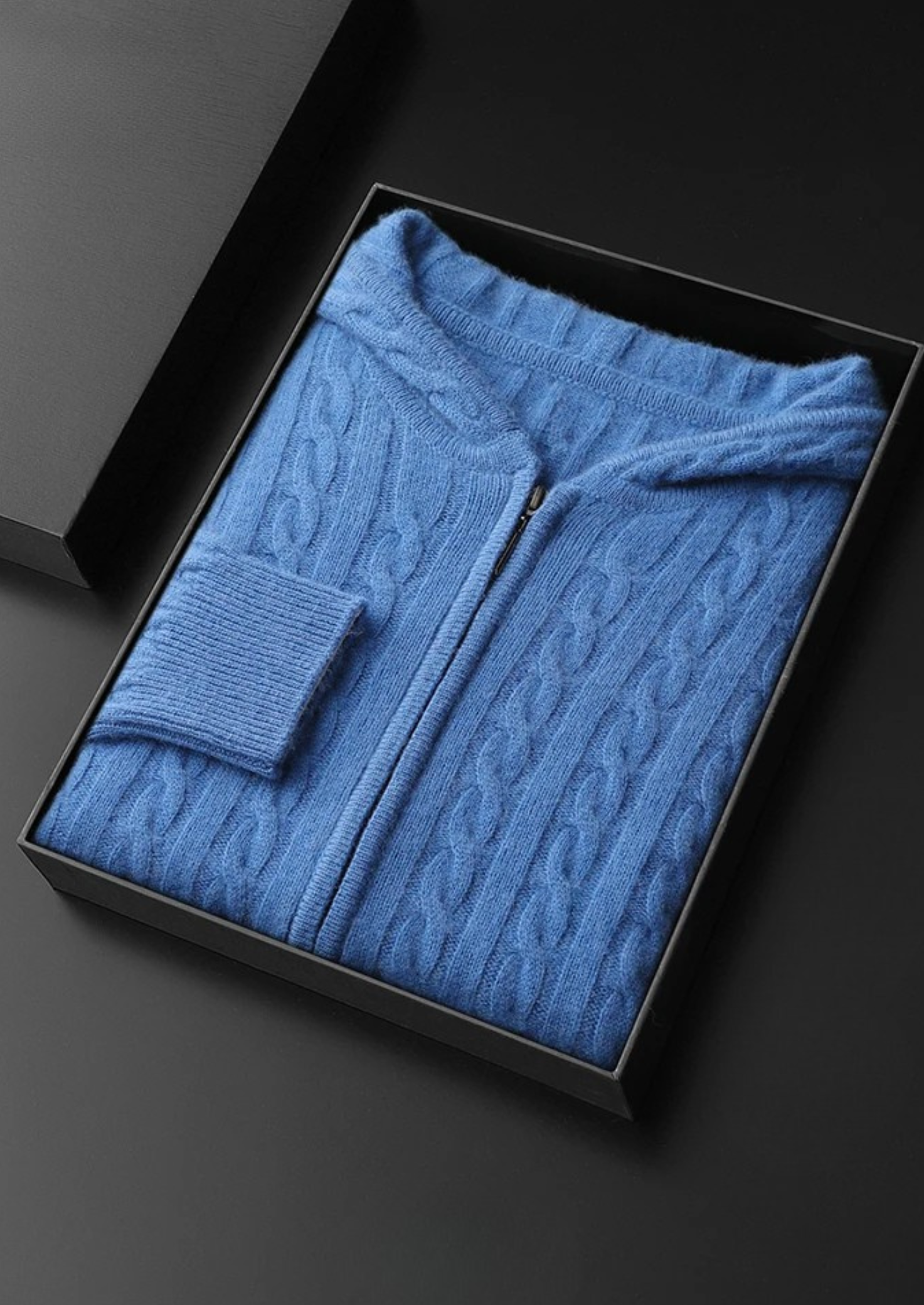Premium Cashmere Cable Knit Zipper Hoodie | Castielli