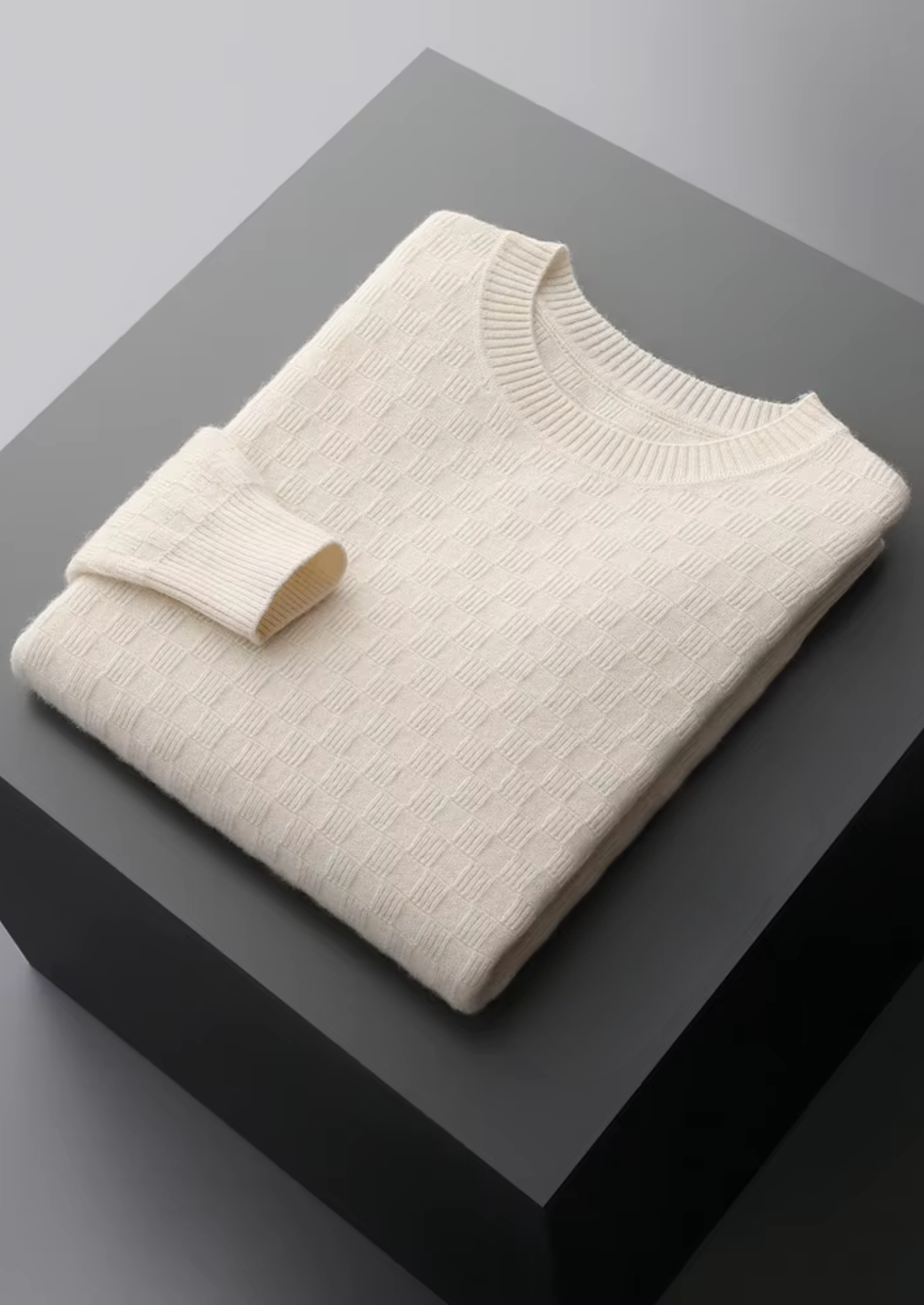 Premium Cashmere Textured Crewneck | Castielli