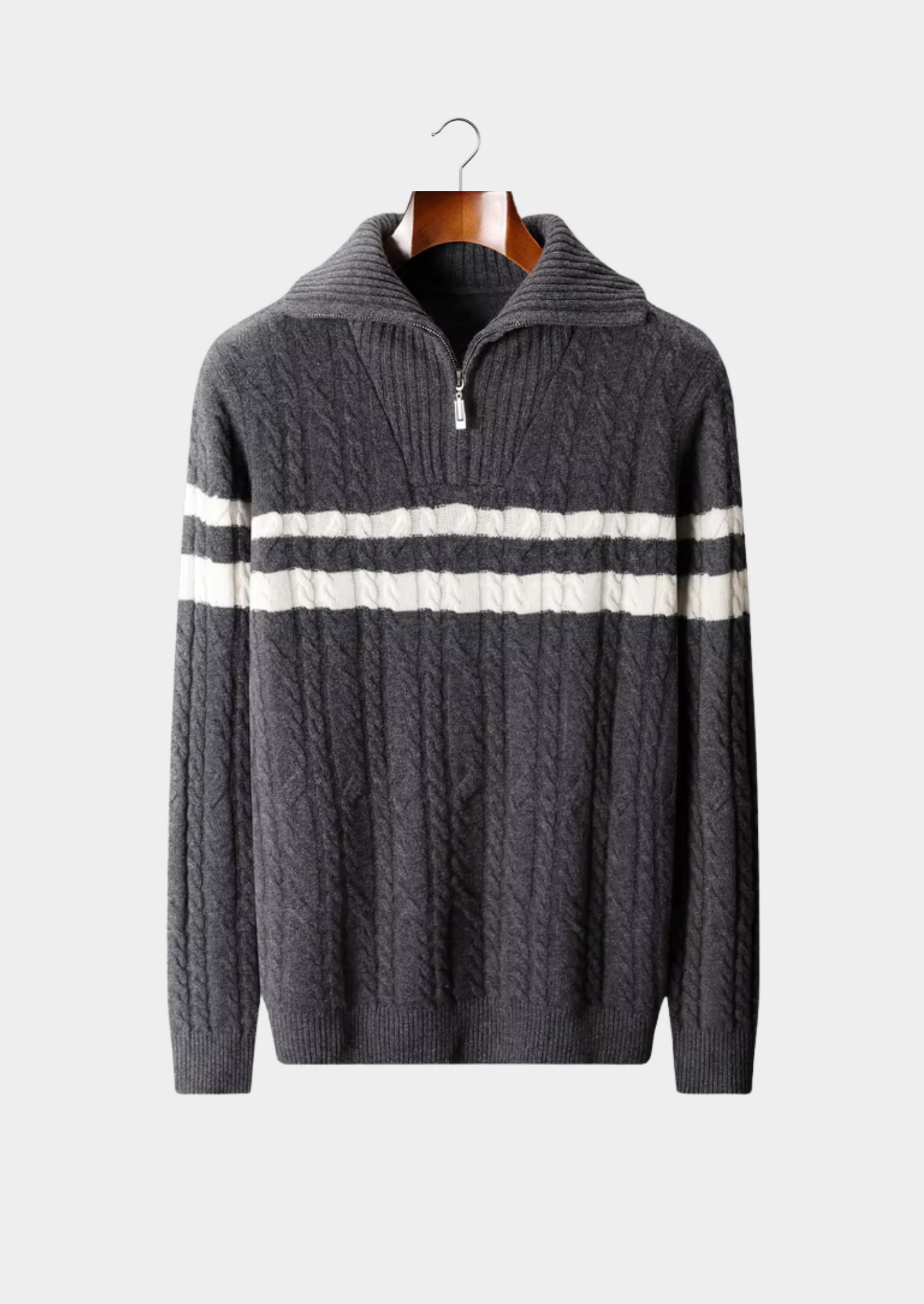 Pure Extra-Fine Merino Wool Striped Half-Zip Sweater | Castielli