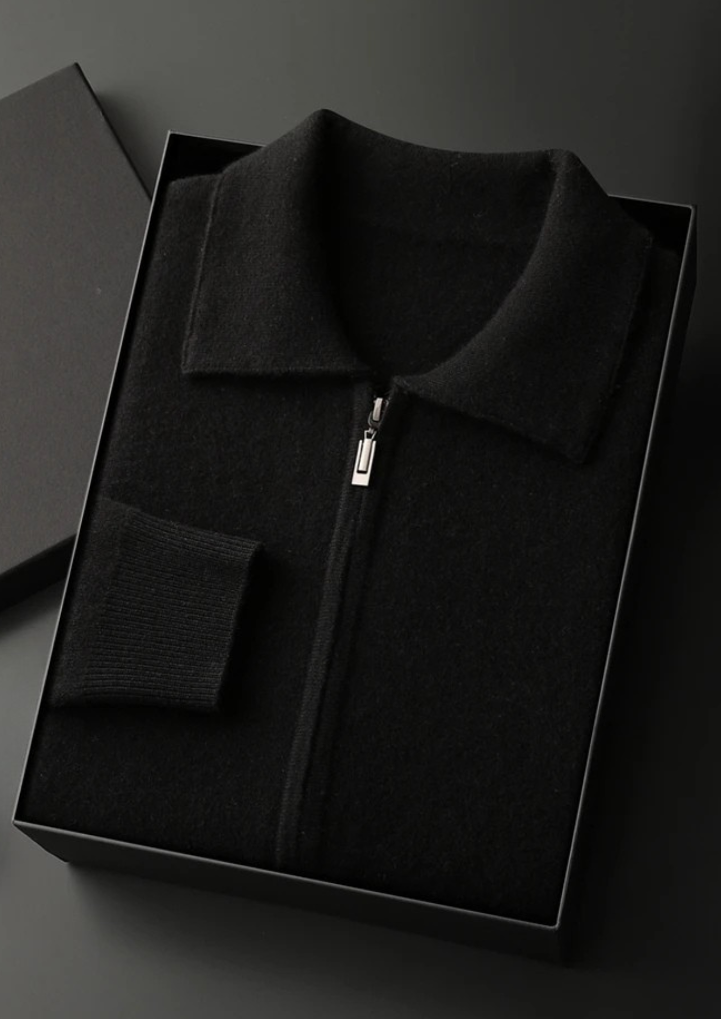 Premium Cashmere Zip Polo Cardigan | Castielli