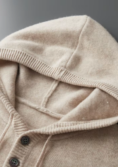 Pure Extra-Fine Merino Wool Button Hoodie | Castielli