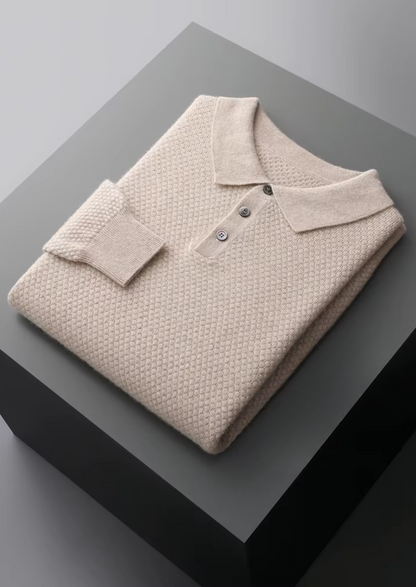 Premium Cashmere Textured Sweater Polo | Castielli