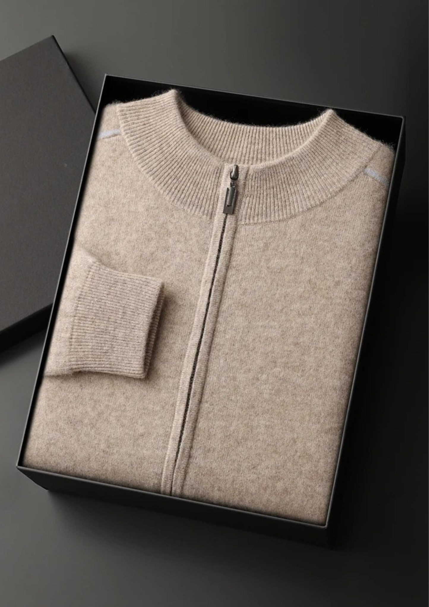 Premium Cashmere Two Tone Zip Cardigan | Castielli