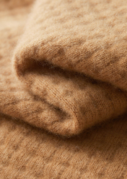 Pure Cashmere Caramel Textured Button Cardigan | Castielli