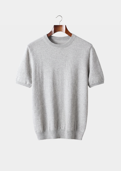 Premium Cashmere Classic Crewneck T-Shirt - Light Gray | Castielli