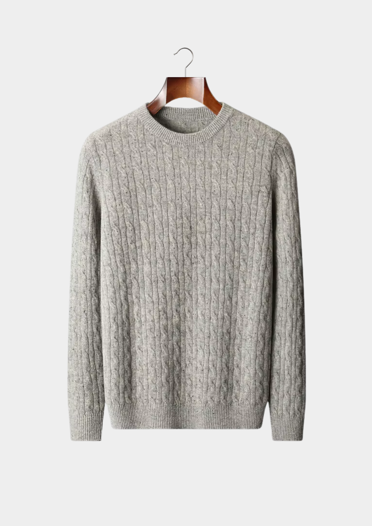 Pure Extra-Fine Merino Wool Nepped Cable Crewneck | Castielli