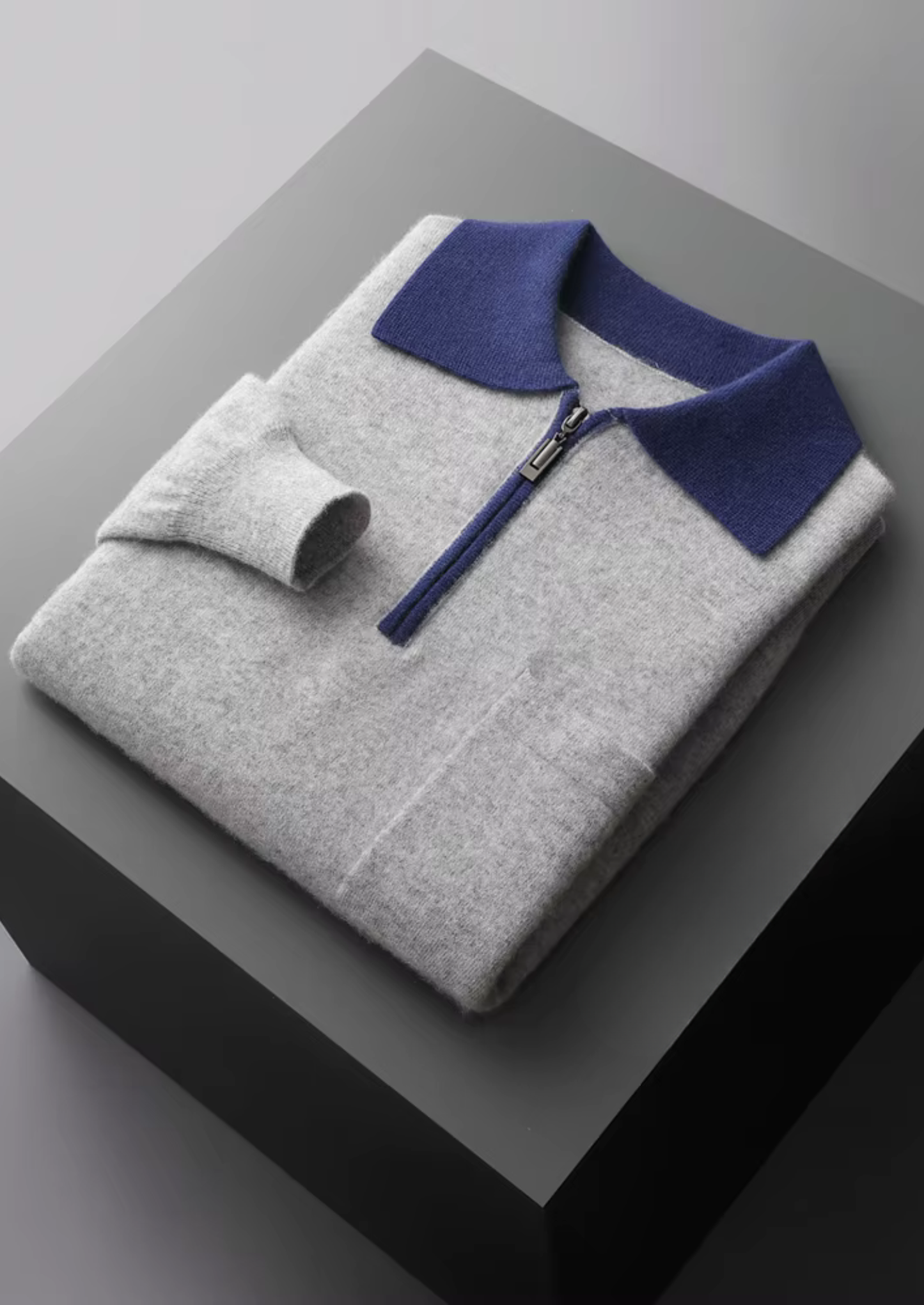 Premium Cashmere Two Tone Zipper Polo | Castielli