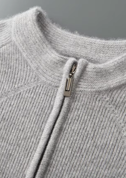 Pure Extra-Fine Merino Wool Ribbed Zip Cardigan | Castielli