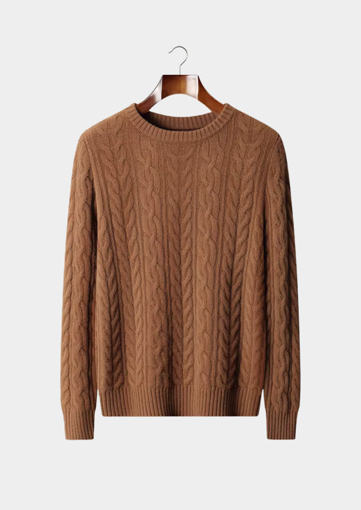 Pure Extra-Fine Merino Wool Cable Knit Crewneck | Castielli