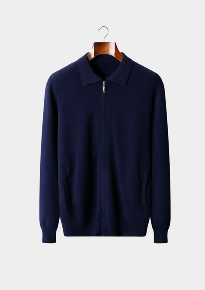 Pure Extra-Fine Merino Wool Ribbed Polo Cardigan | Castielli