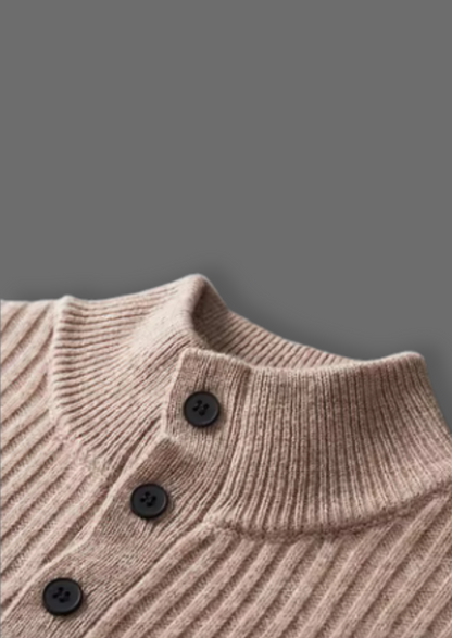 Pure Extra-Fine Merino Wool Ribbed Henley Sweater | Castielli