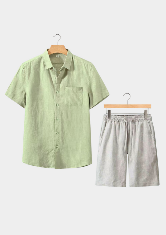 Dolcevita Shortsleeve Summer Set - Mint Green/beige | Castielli
