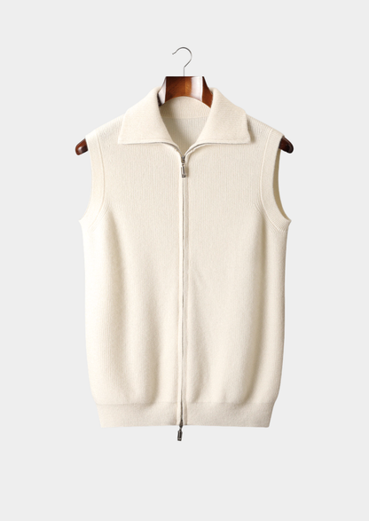 Pure Cashmere Ivory Body Warmer Vest | Castielli
