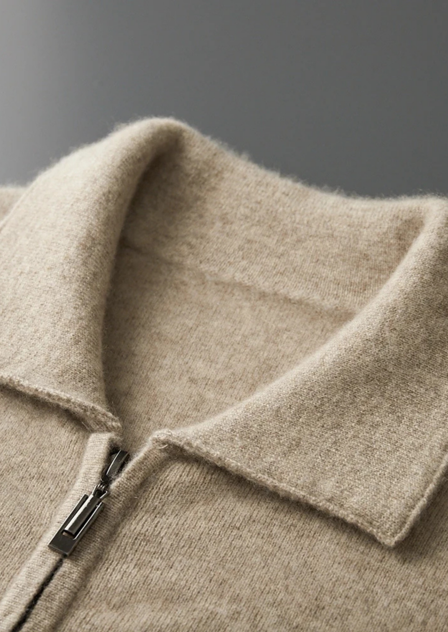 Premium Cashmere Zip Polo Cardigan | Castielli