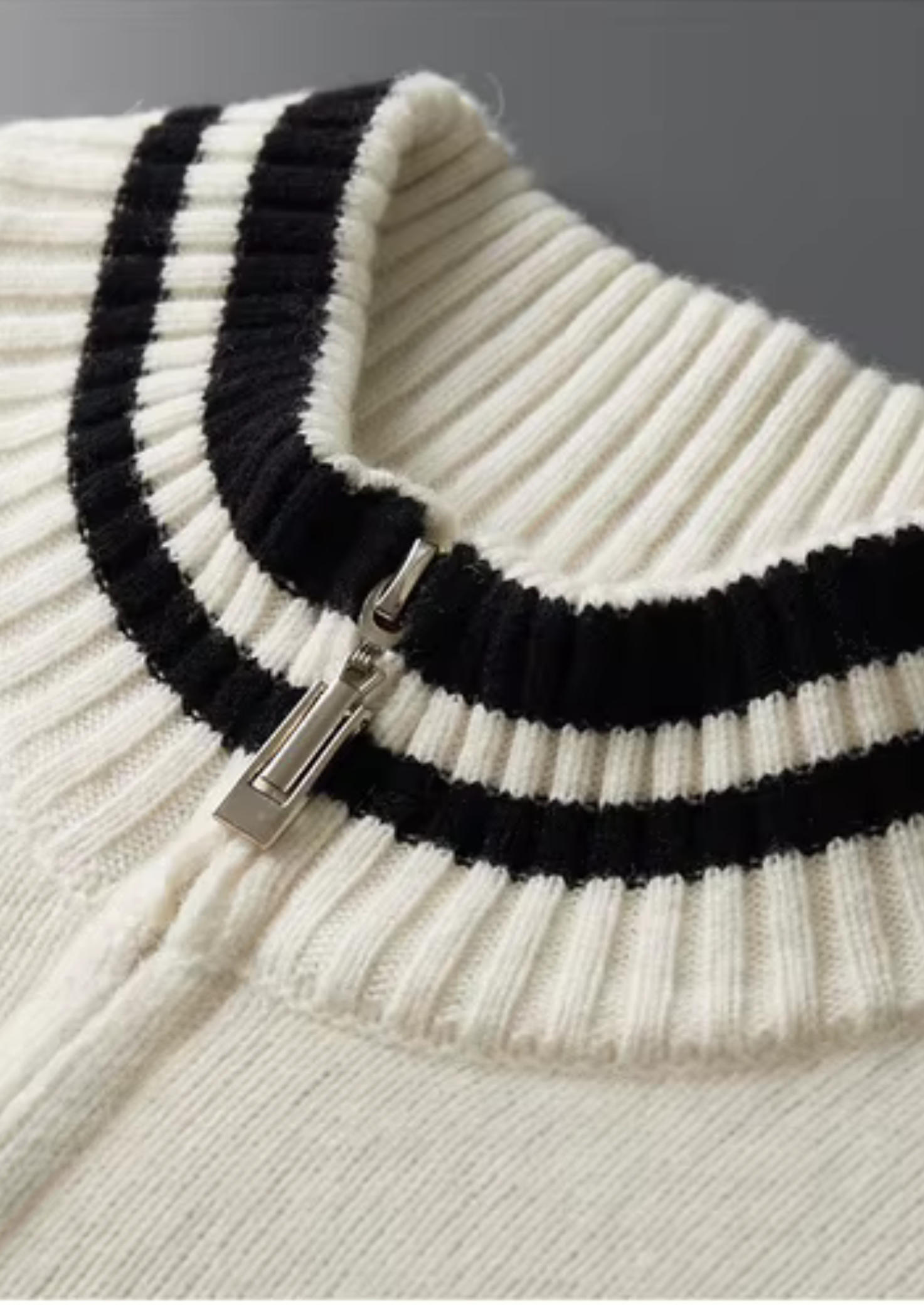 Pure Extra-Fine Merino Wool Two Tone Zip Cardigan | Castielli