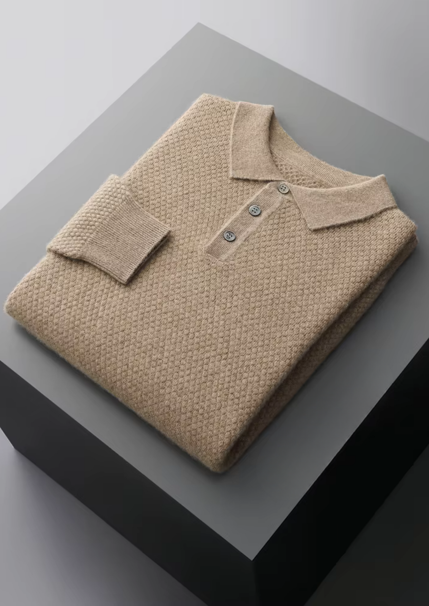 Premium Cashmere Textured Sweater Polo | Castielli